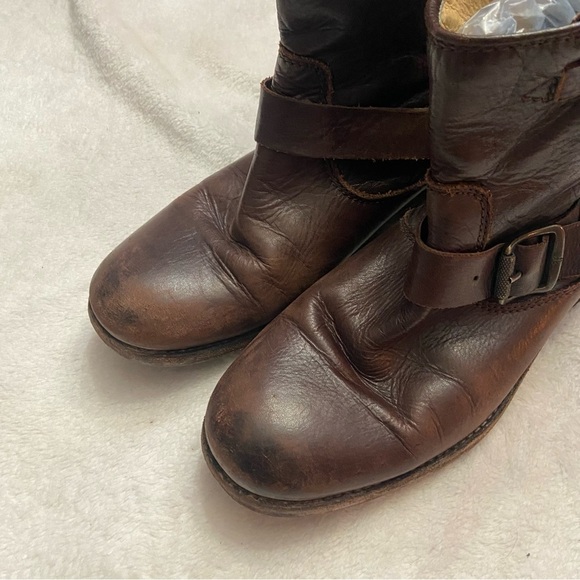 Frye Tyler SVL Engineer Brown Leather Ankle Boots Size 7.5 - Picture 5 of 11